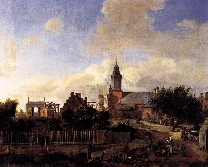 Street before Haarlem Tower, Jan van der Heyden